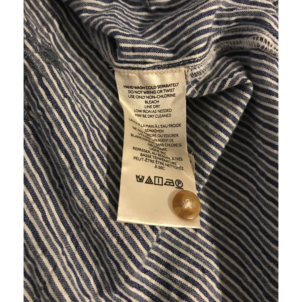 Anthropologie Pilcro XS Blue Stripe Embroidered Beaded Button Down Shirt - Picture 9 of 10